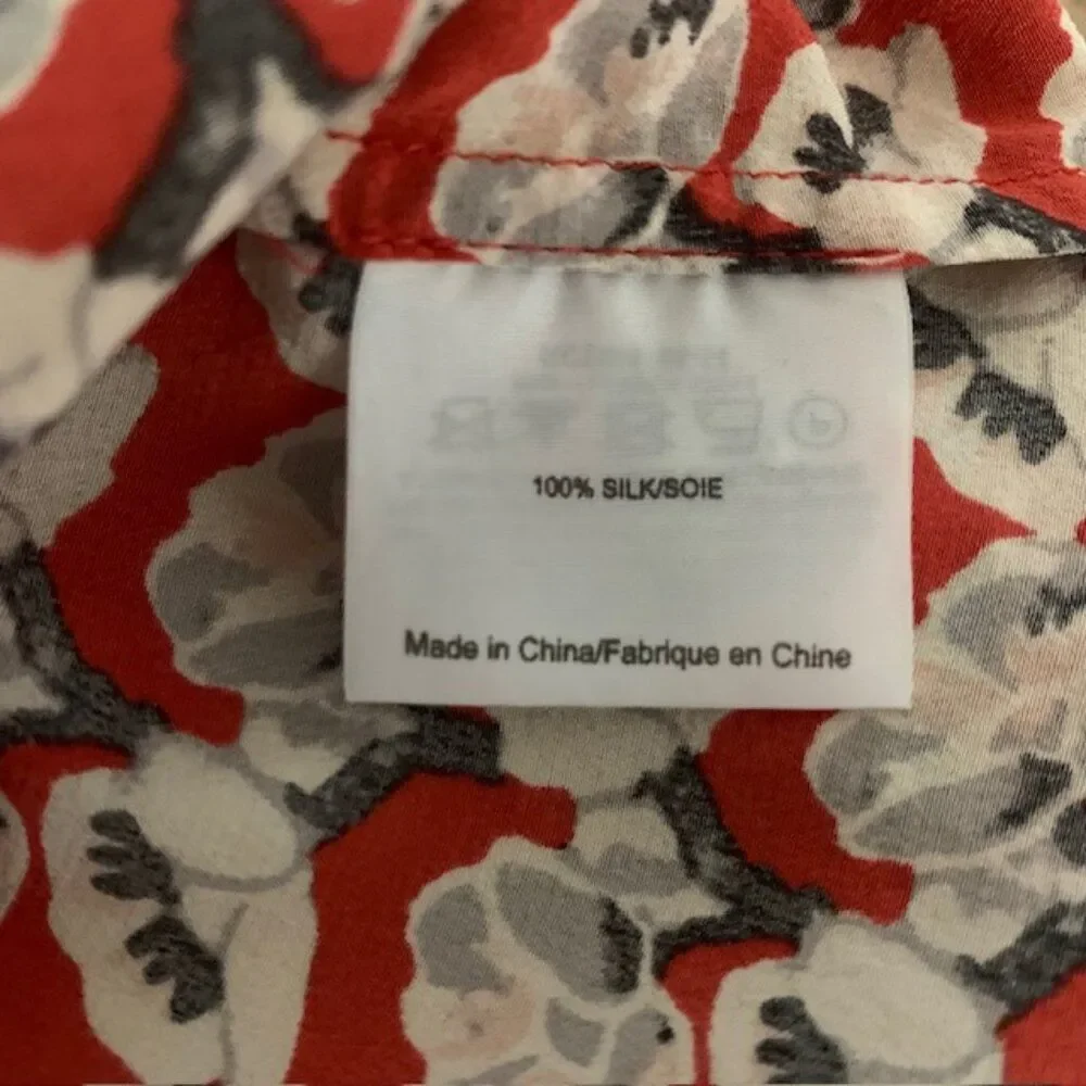 Tory Burch 100% Silk Blouse – Size 6 – Red, White & Black‎ Print